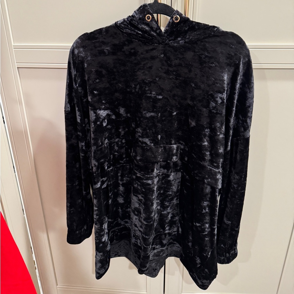 Zara Midnight Black Velvet Pullover